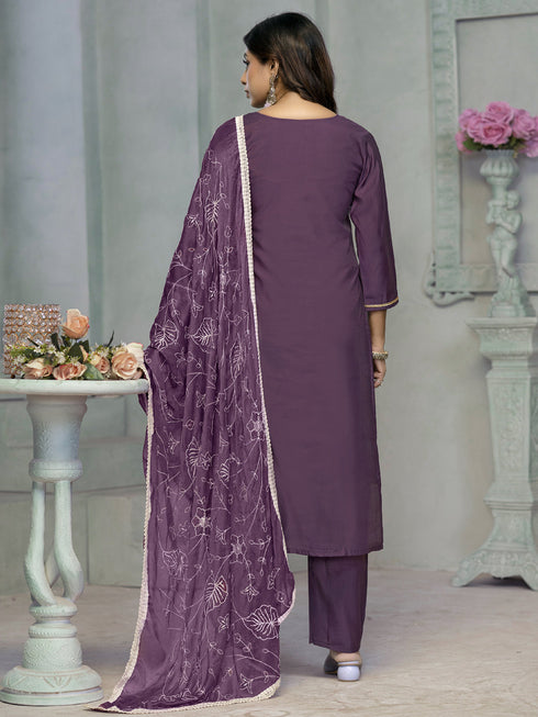 Purple Rayon Cotton Pant Suit Acy8252 Salwar Kameez